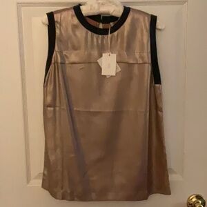 NWT BRUNELLO CUCCINELLI gold and grey silk tank top, clipped tag medium Elegant